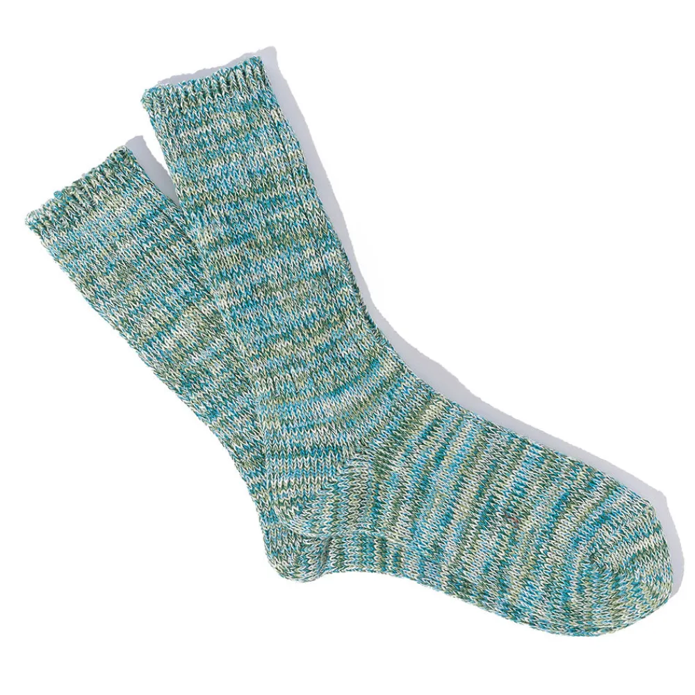 New Anonymous ISM - Chaussettes 5 Color Mix Crew - Turquoise