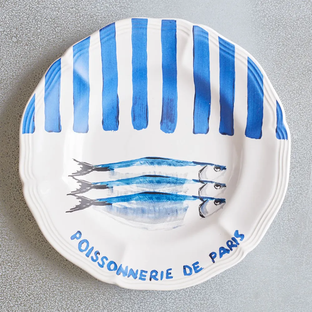 Outlet MERCI Assiette plate en faïence Poissonnerie