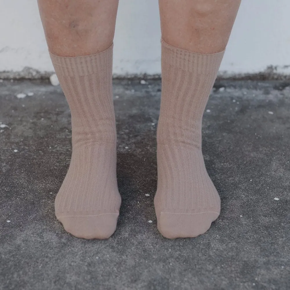 Outlet BASERANGE - Chaussettes côtelées Rib - Beige