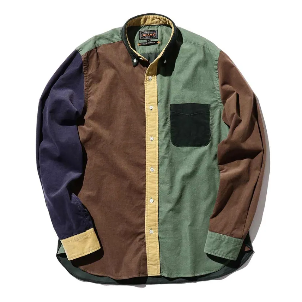 Flash Sale BEAMS Plus - Chemise Corduroy Panel - Vert