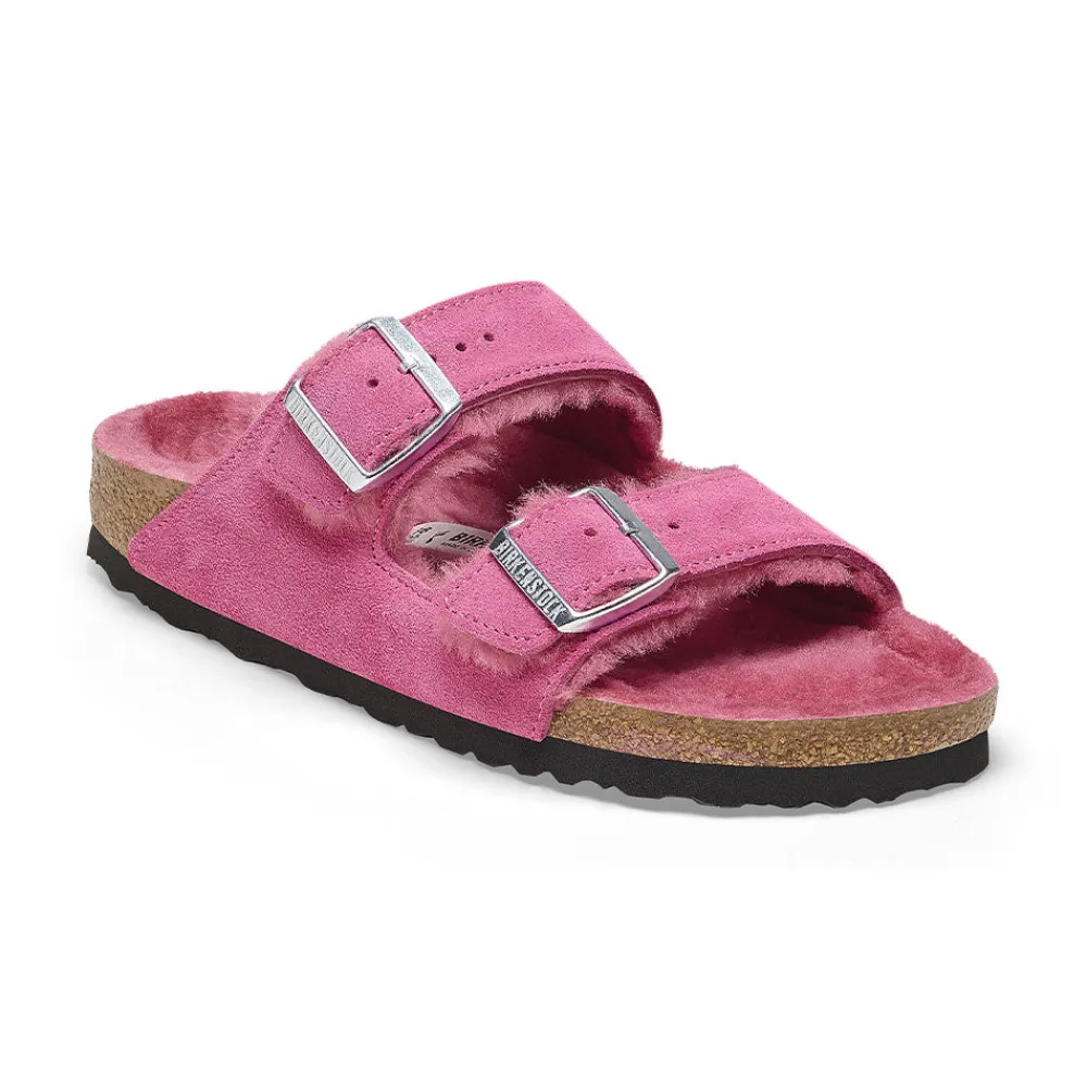 Outlet Birkenstock - Sandales Arizona en Fourrure - Rose Vert