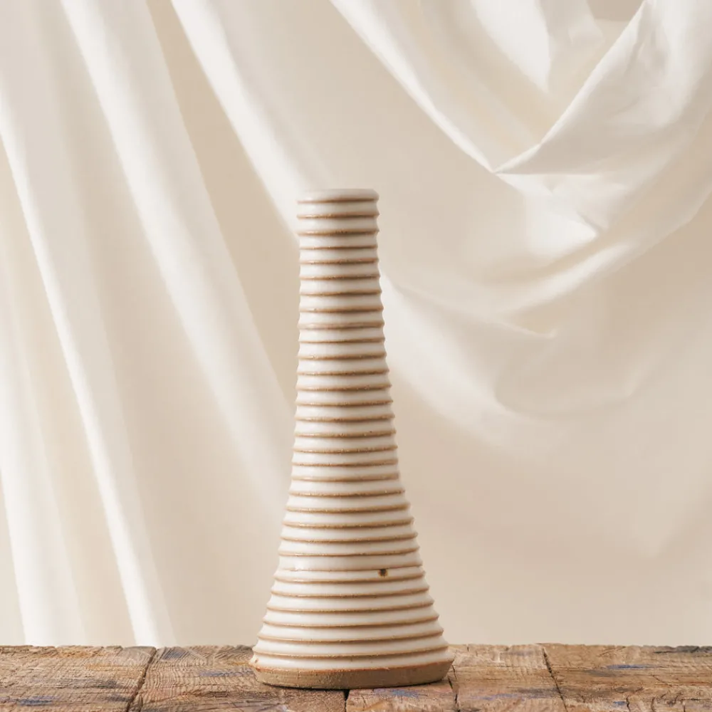 Shop 914 GRES CERAMICS Bougeoir en grès - Rayures verticales