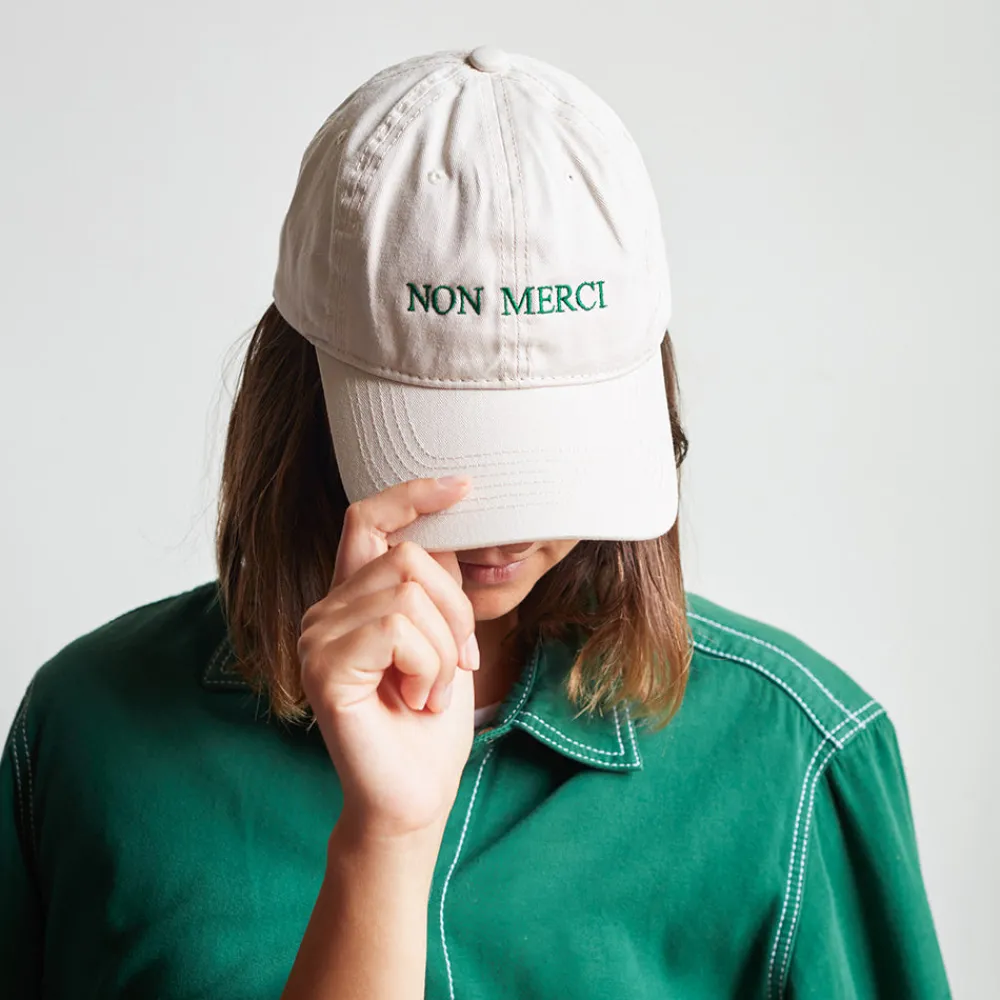 Best Sale M05 Casquette unisexe brodée Non Merci - Écru