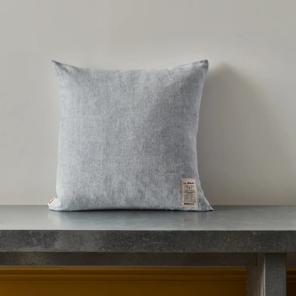 Fashion 200 LINTEX Coussin épais en lin - Chambray Bleu