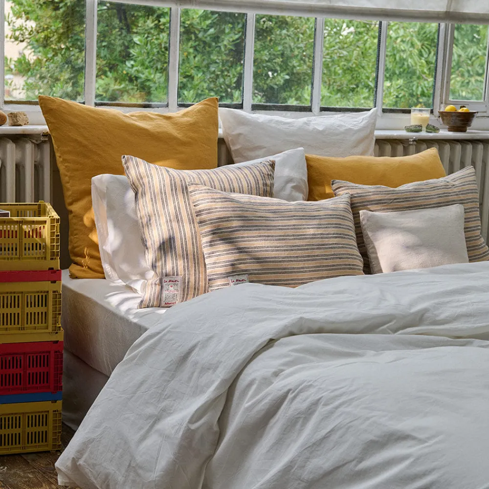Shop 200 LINTEX Coussin épais en lin - Rayures Matelas Bleu & Jaune Asahi