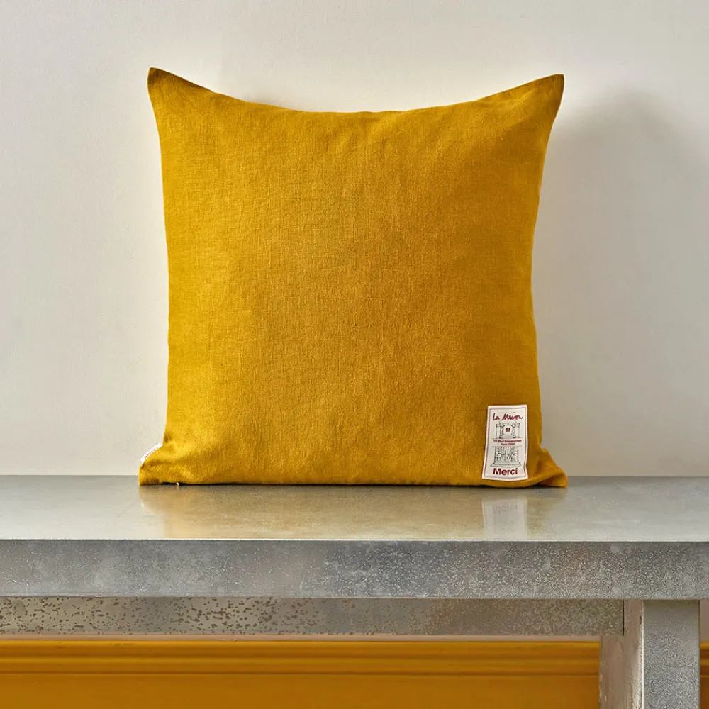 Sale 200 LINTEX Coussin épais en lin - Uni Olive
