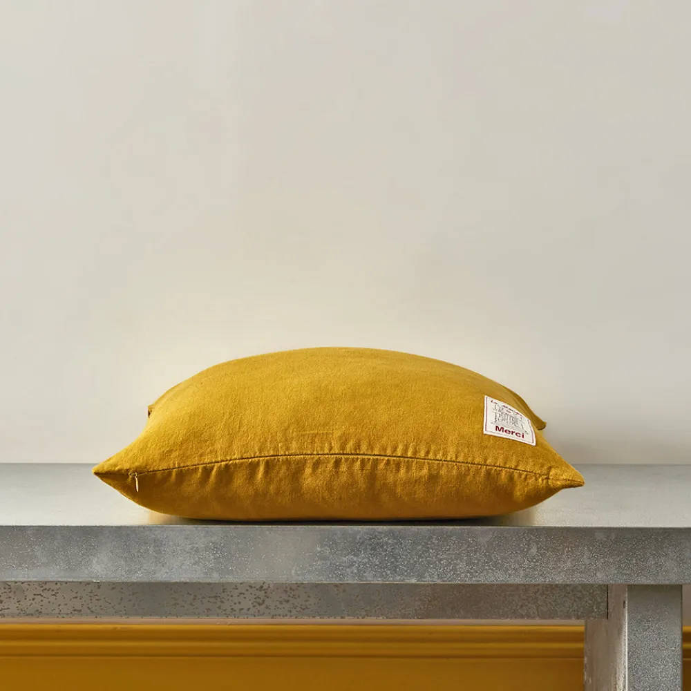 Sale 200 LINTEX Coussin épais en lin - Uni Olive