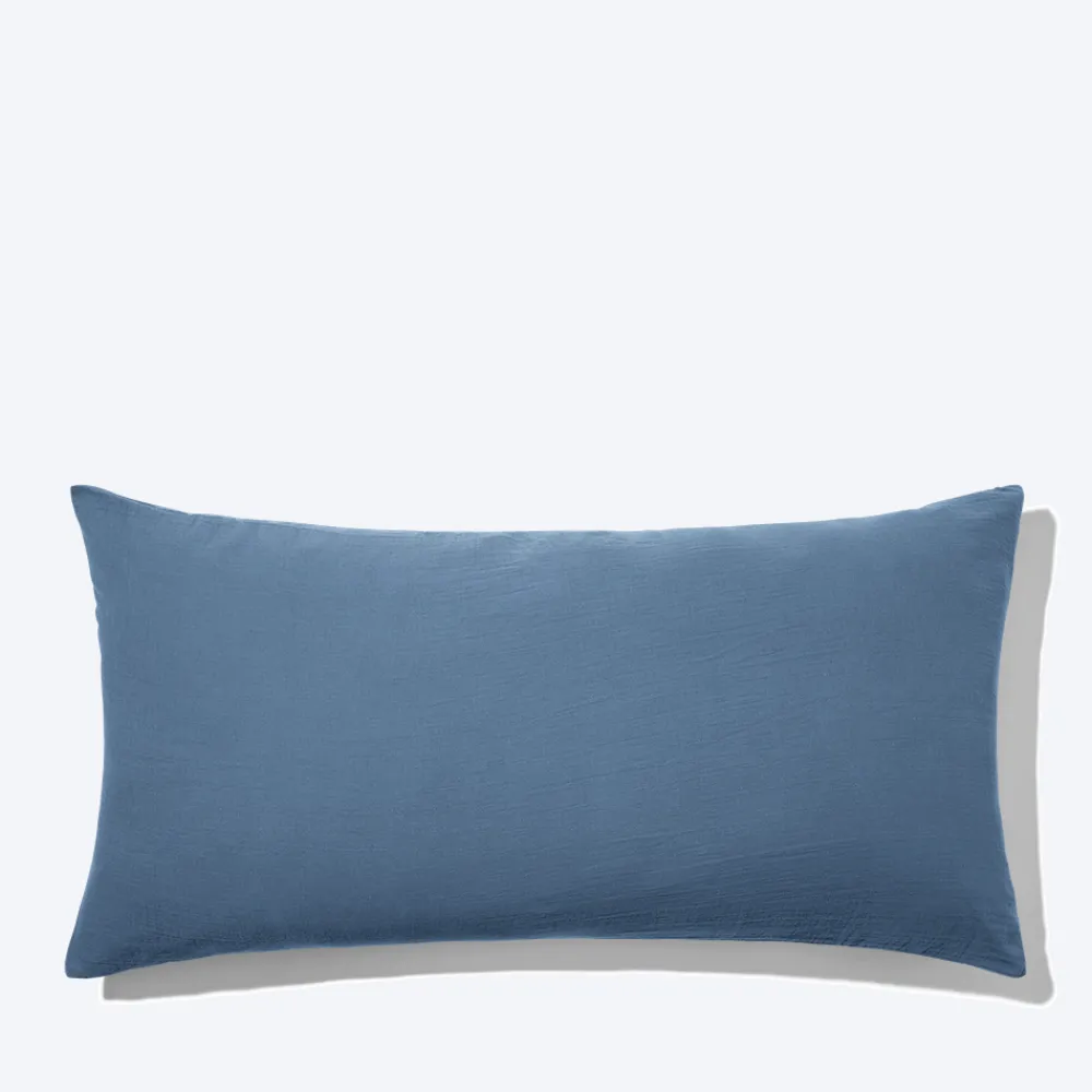 Store 2100 GAZEX Coussin rectangle en gaze de coton - Bleu zinc BleuZinc