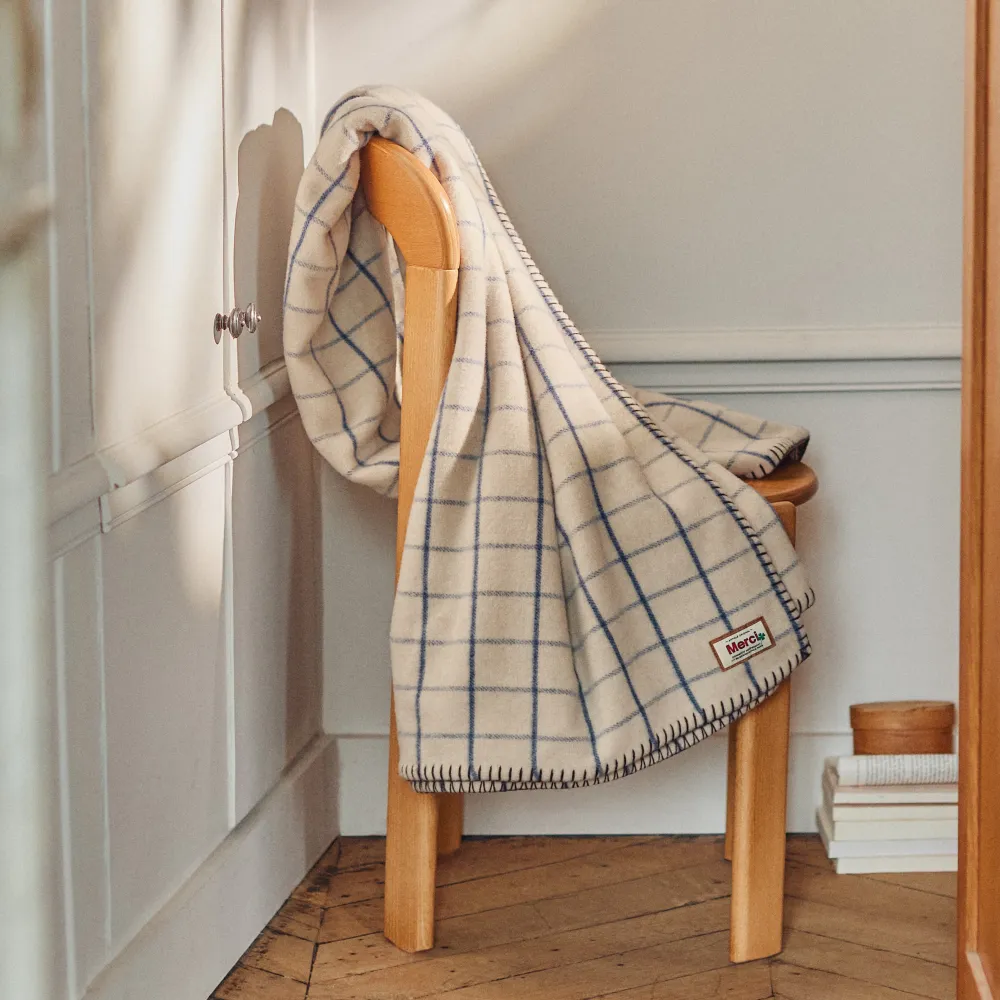 Clearance 2138 TESSILECHITI Couverture Merci - Carreaux Bleu Shibori