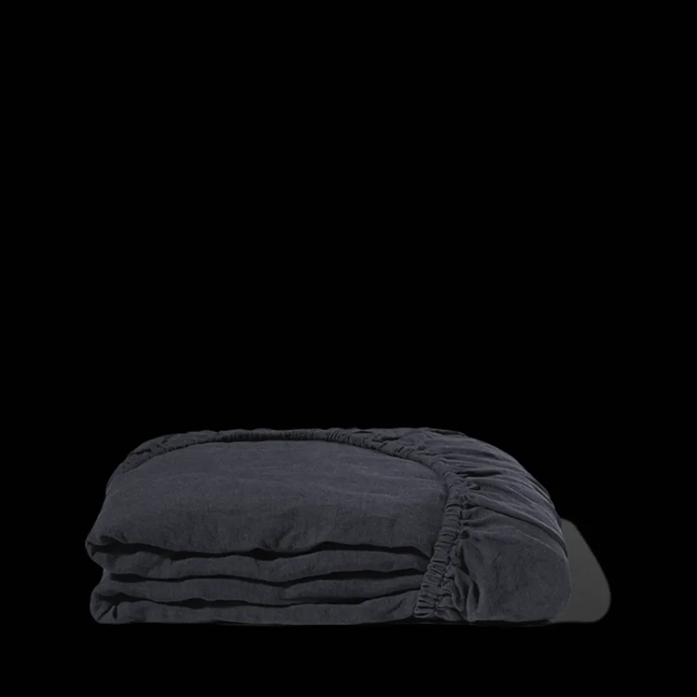 Cheap 200 LINTEX Drap-housse en lin lavé - Bleu Encre BleuEncre