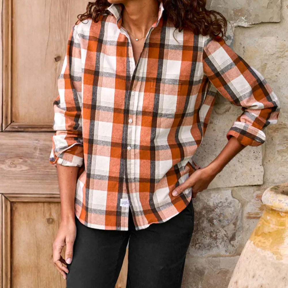 New FRANK ET EILEEN Frank & Eileen - Chemise Eileen - Carreaux Orange et Marron