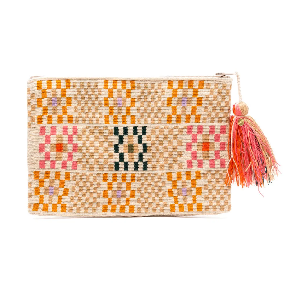 Fashion Guanabana - Pochette avec Pompon - Beige