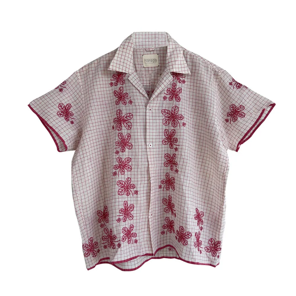 Store Harago - Chemise brodé Floral - Blanc