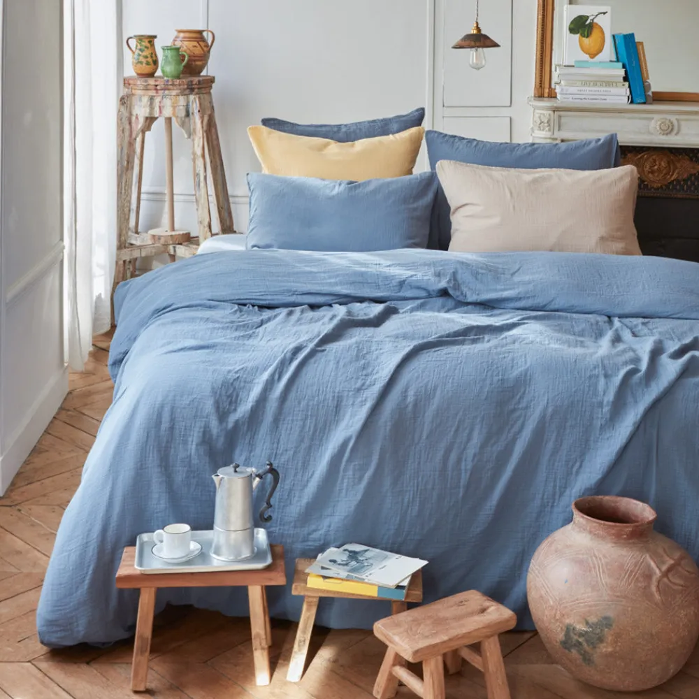 Online 2100 GAZEX Housse de couette en gaze de coton - Bleu Zinc BleuZinc