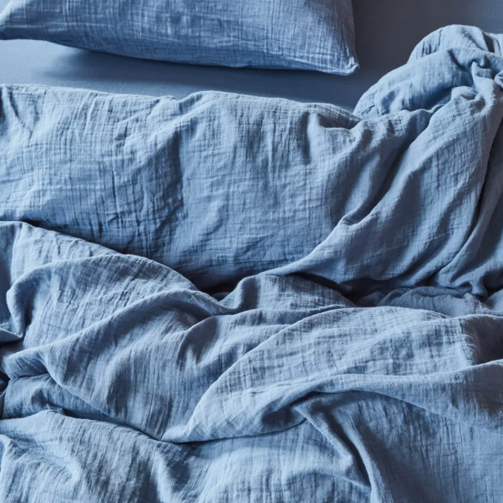 Online 2100 GAZEX Housse de couette en gaze de coton - Bleu Zinc BleuZinc