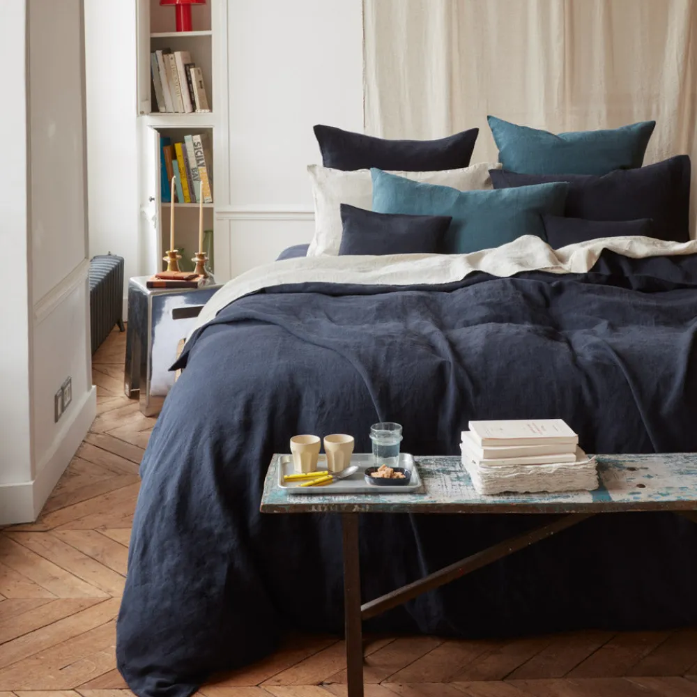 Sale 200 LINTEX Housse de couette en lin lavé - Bleu Encre BleuEncre