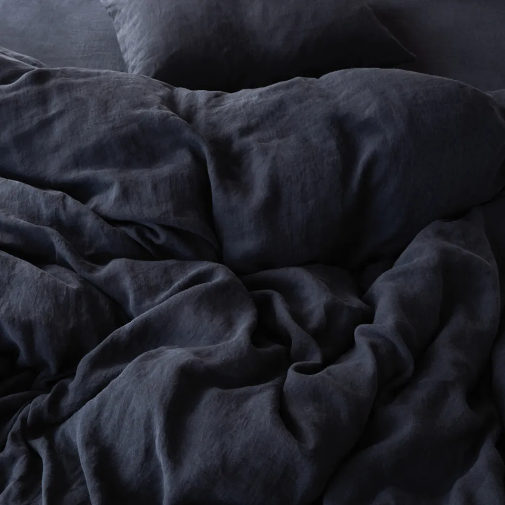 Sale 200 LINTEX Housse de couette en lin lavé - Bleu Encre BleuEncre