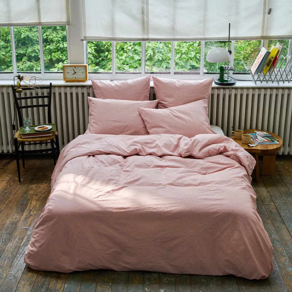 Fashion 1700 COTEX Housse de couette en percale de coton - Rayures Rouge Ocre RougeOcre