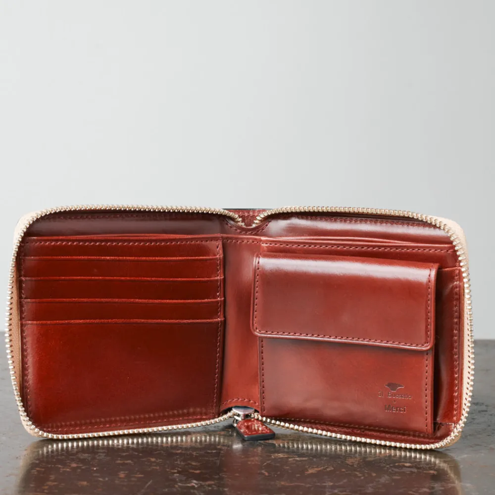 Hot Il Bussetto x Merci - Portefeuille Bi-Fold Zip - Bordeaux