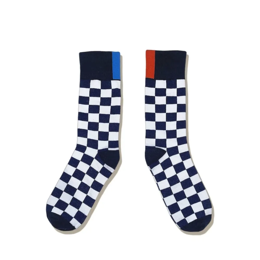 Clearance Kule - Chaussettes Check - Marine Bleu