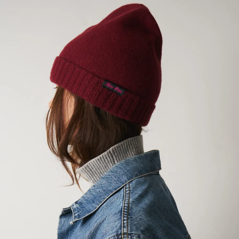 Sale ST01 Merci - Bonnet en laine et cachemire - Bordeaux & Rose