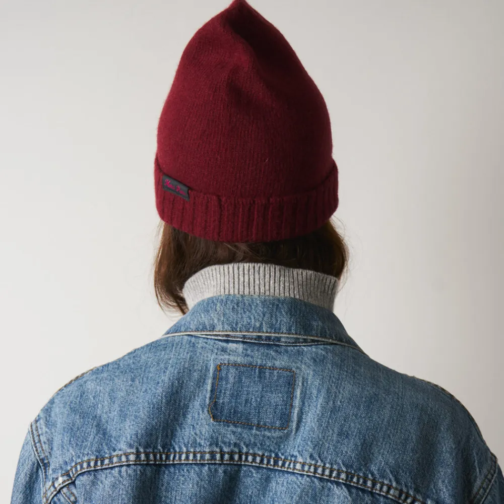 Sale ST01 Merci - Bonnet en laine et cachemire - Bordeaux & Rose