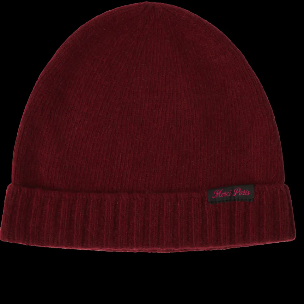 Sale ST01 Merci - Bonnet en laine et cachemire - Bordeaux & Rose