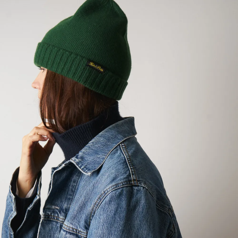 Flash Sale ST01 Merci - Bonnet en laine et cachemire - Vert & Jaune
