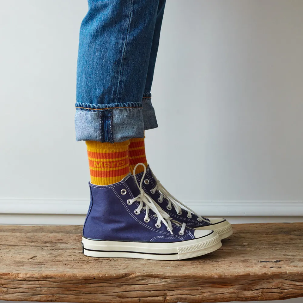 Flash Sale F01 Merci - Chaussettes à rayures - Jaune