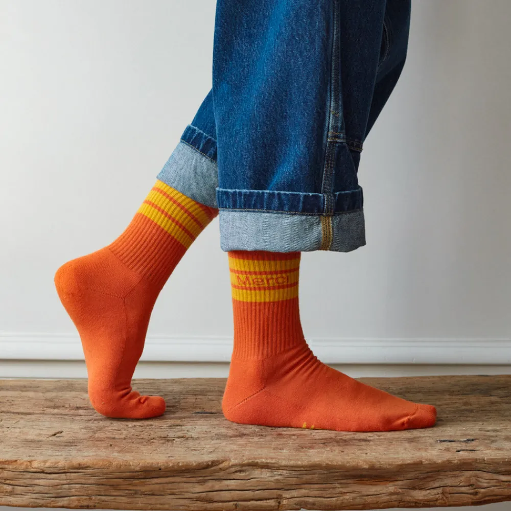 Best Sale F01 Merci - Chaussettes à rayures - Orange