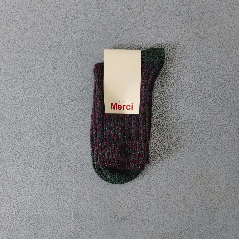 Best Sale F01 Merci - Chaussettes Lulu - Prune & Vert