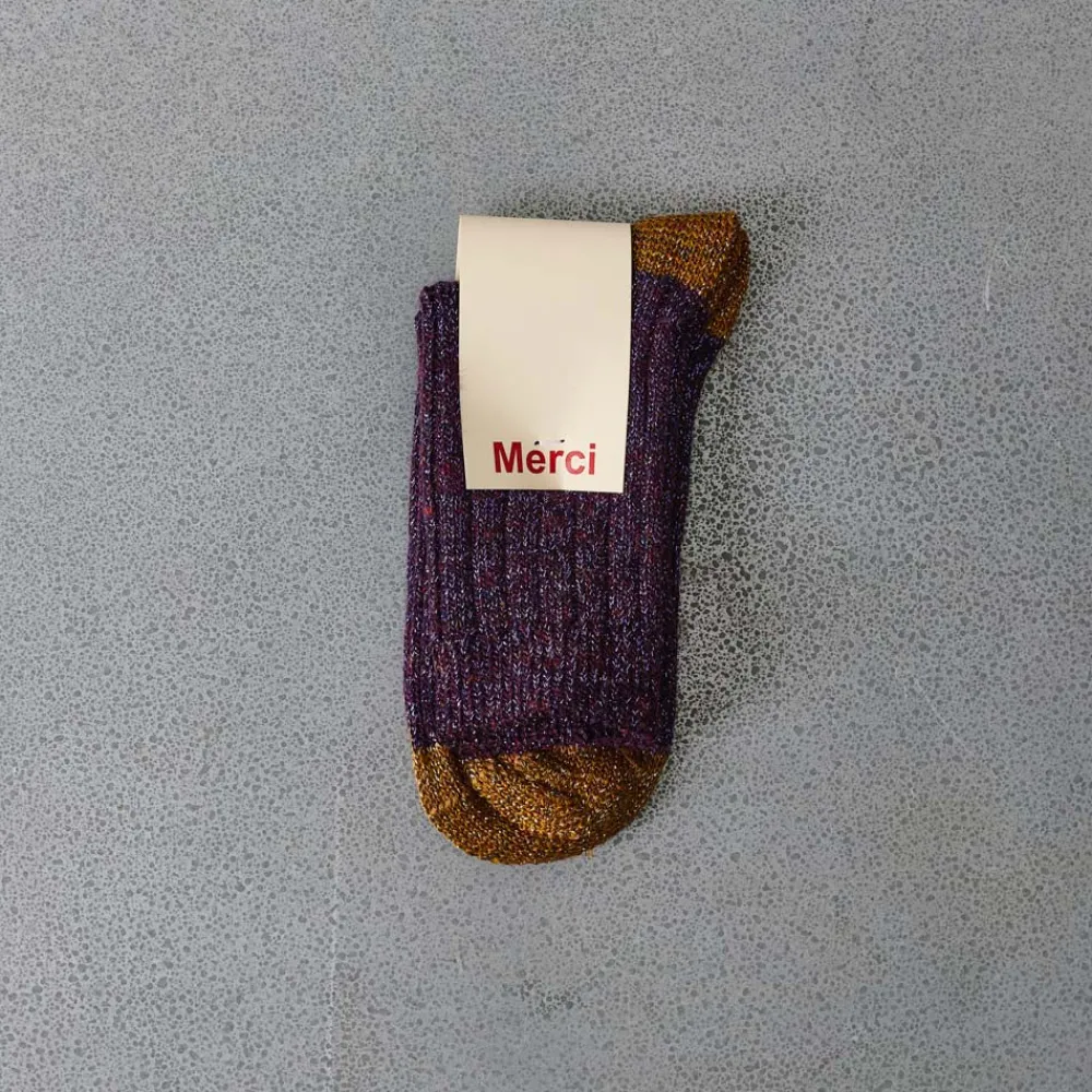 Clearance F01 Merci - Chaussettes Lulu - Violet & Ocre