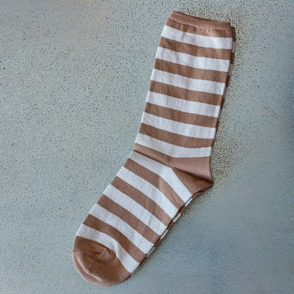 Fashion MERCI - Chaussettes rayées - Beige & Écru Beigeu0026Écru