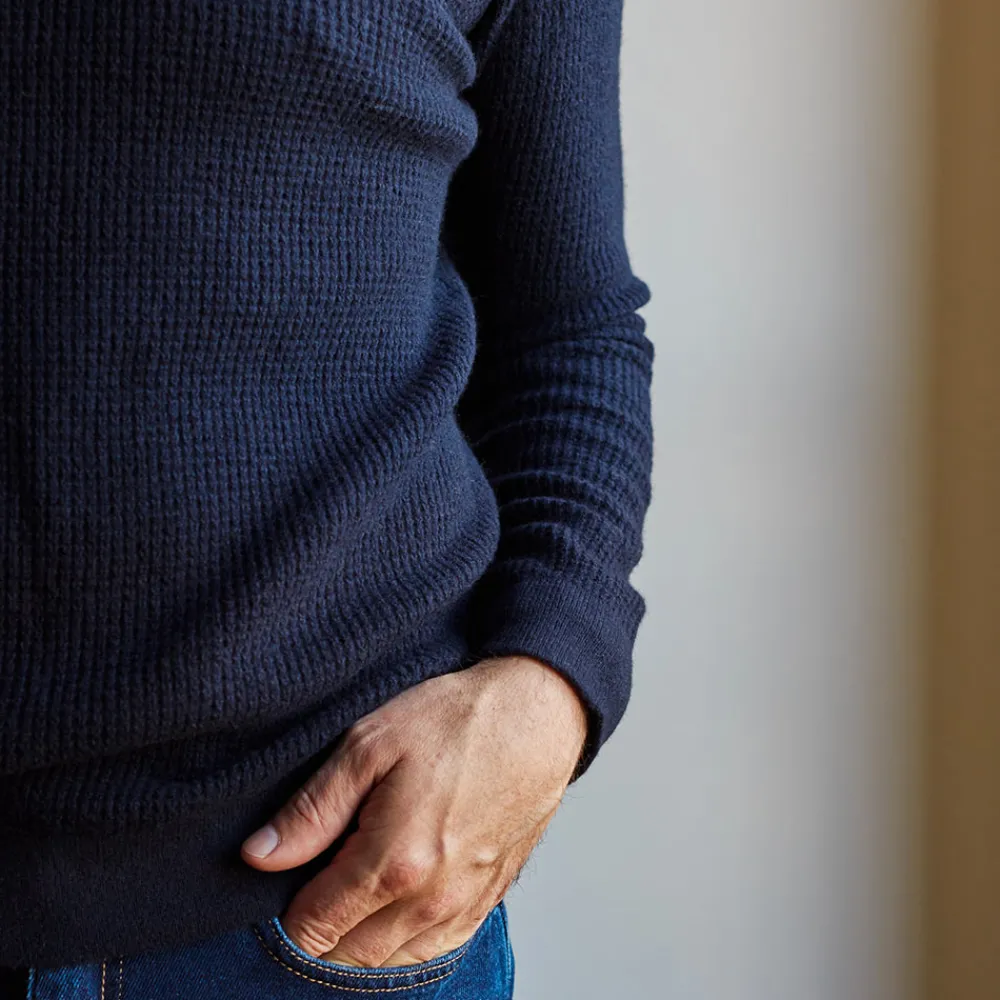 Best MERCI - Pull en laine - Marine Bleu