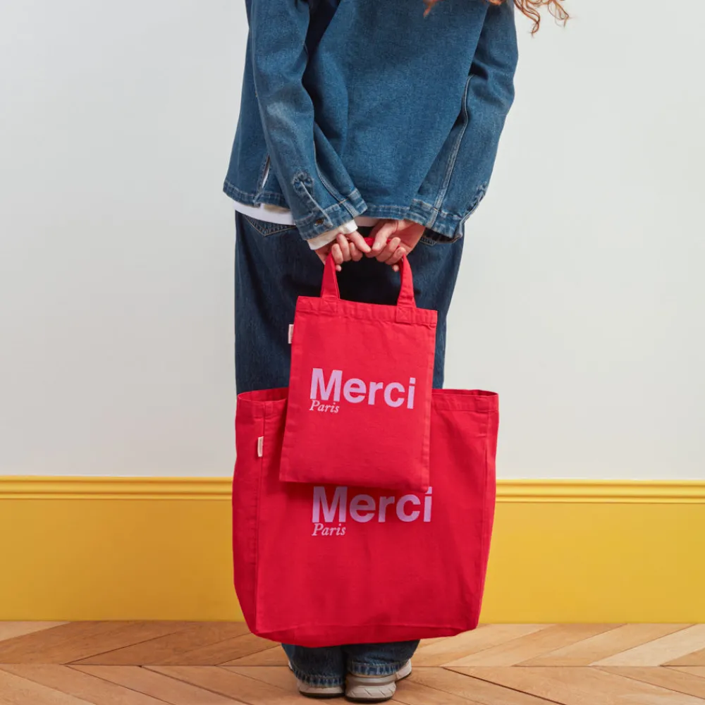 Cheap V01 Merci - Tote Bag en coton - Rouge & Violet