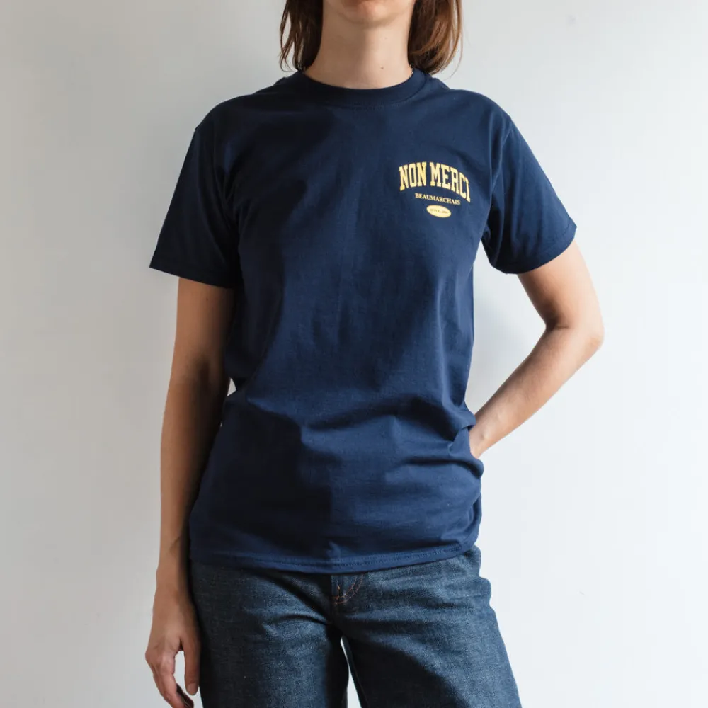 Cheap M05 Merci - T-Shirt College Non Merci - Bleu