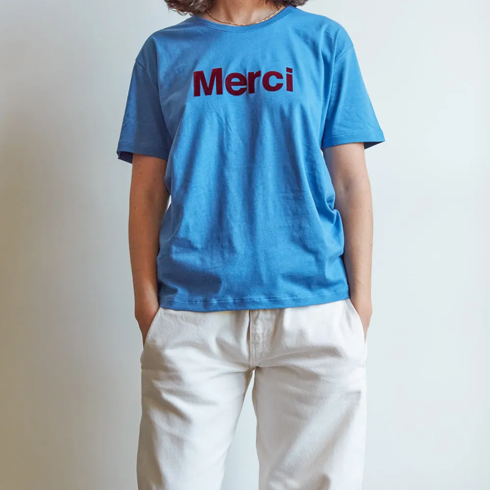 Flash Sale MERCI - T-shirt logo - Bleu