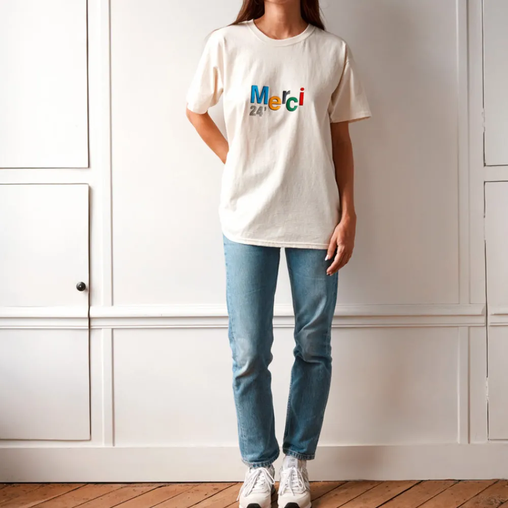 Best M05 Merci - T-Shirt Merci 24' - Ecru