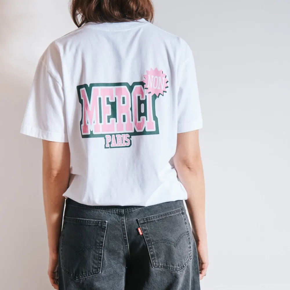 Fashion BS01 Merci - T-Shirt Non Merci College - Blanc