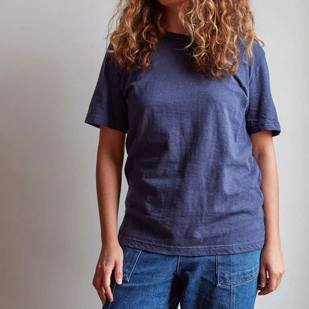 Discount MERCI - T-shirt uni en coton - Marine Bleu