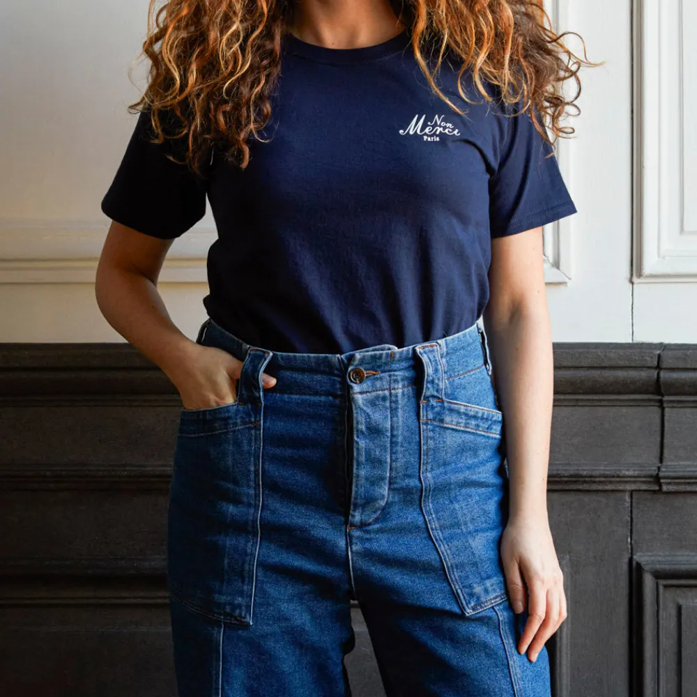 New Merci - T-Shirt unisexe Non "Rive Gauche" - Marine Bleu