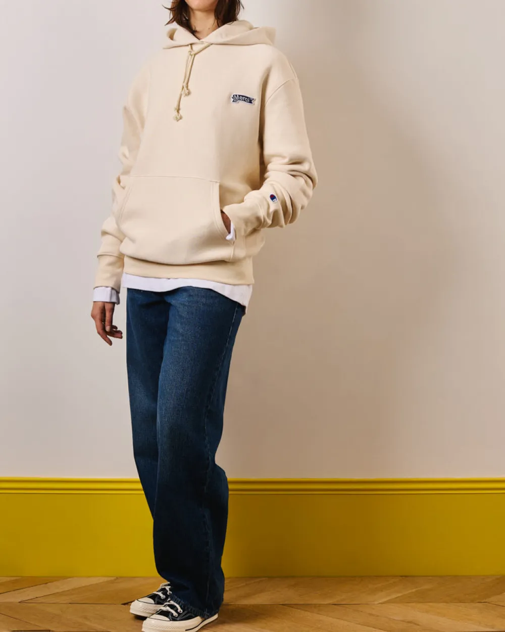 New CHAMPION Merci x - Sweat à Capuche - Beige