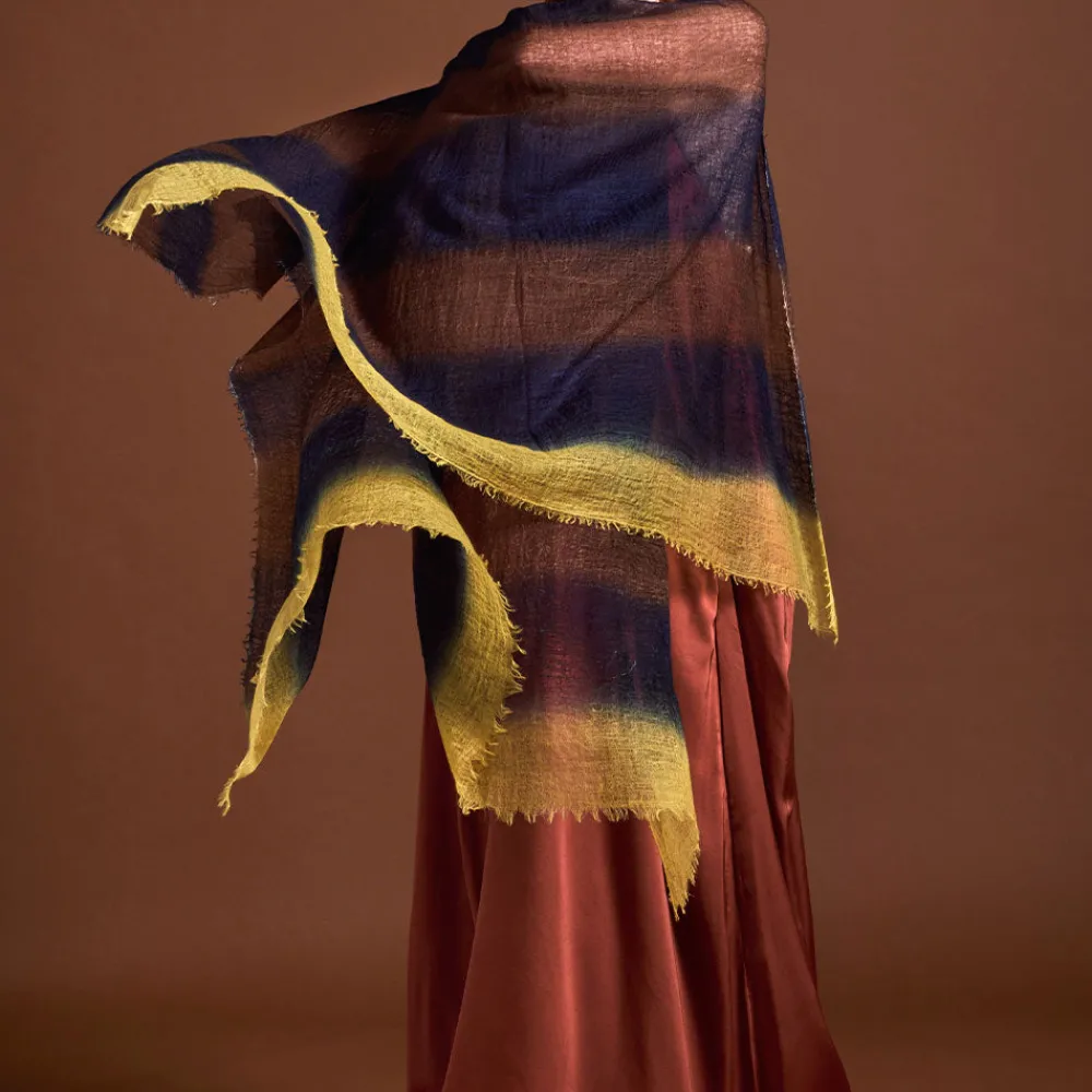 Best Sale MIRROR IN THE SKY - Foulard St Tropez - Rayures Jaune