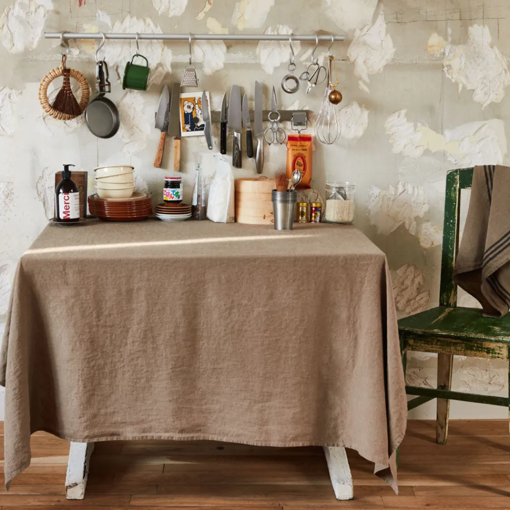 New 200 LINTEX Nappe en lin lavé - Brun Cha Iro BrunChaIro