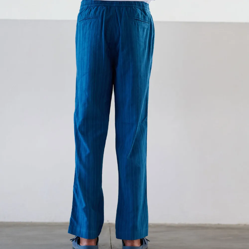 Best Sale Original Madras Trading Co - Pantalon N65 Lax Drawstring - Bleu rayé