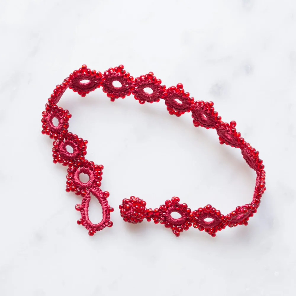 Outlet OTTOMANIA - Bracelet crochet Daisy - Rouge