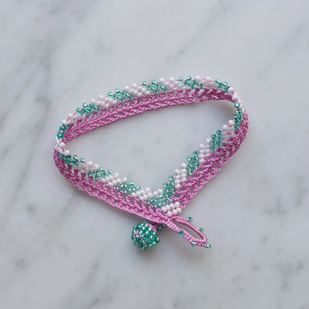 Fashion OTTOMANIA - Bracelet crochet Stripes - Rose