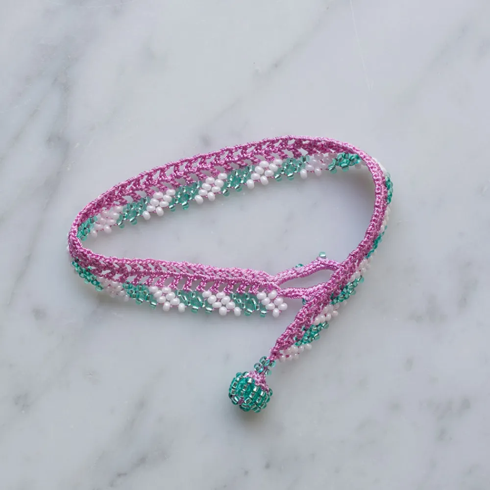 Fashion OTTOMANIA - Bracelet crochet Stripes - Rose