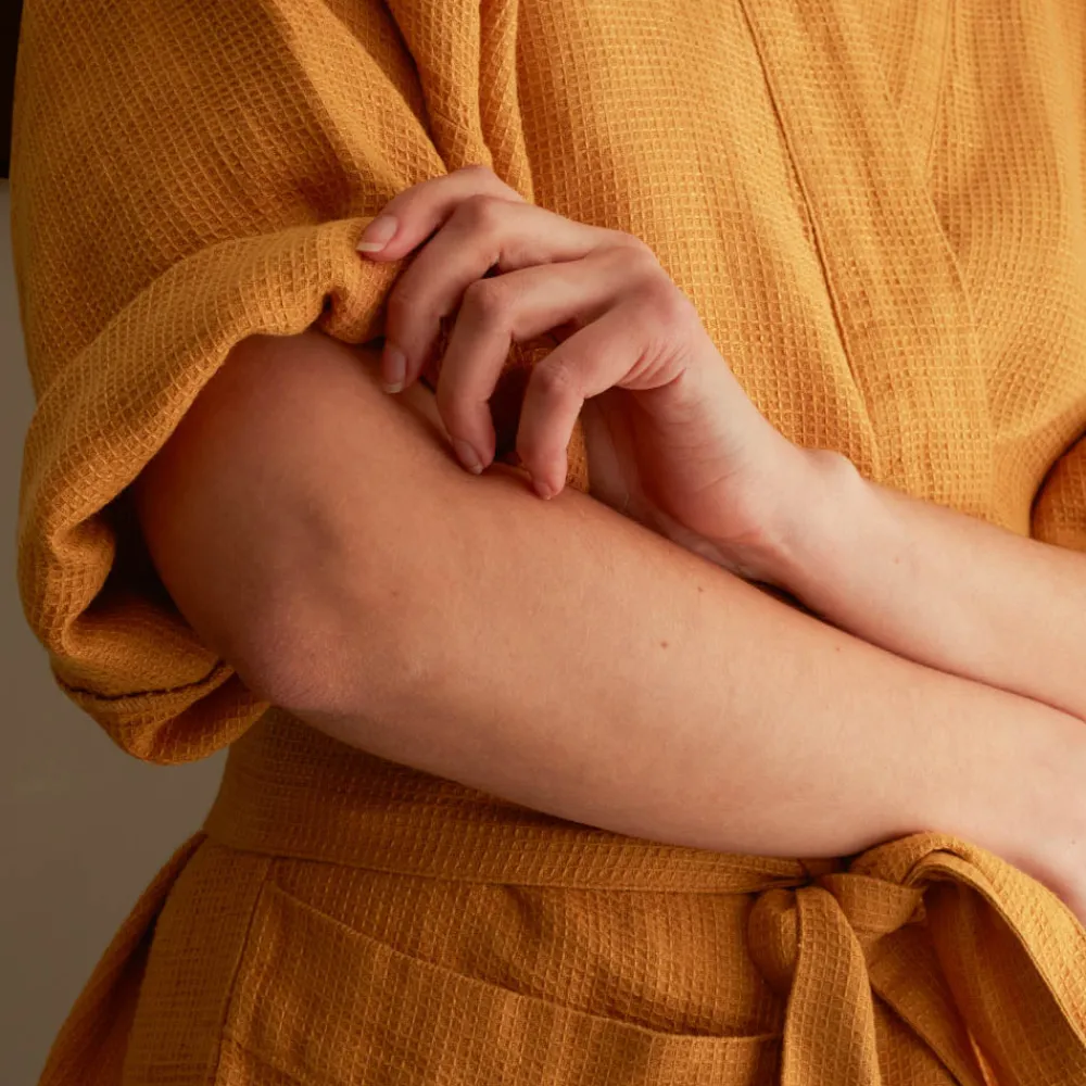 Flash Sale 200 LINTEX Peignoir en lin - Nid d'abeille - Jaune Asahi JauneAsahi