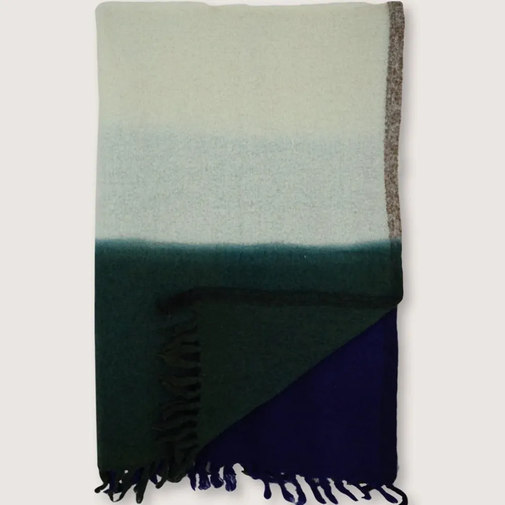 Fashion 1050 MOISMONT Plaid en laine n°83 - Kaki & Bleu Encre - Moismont